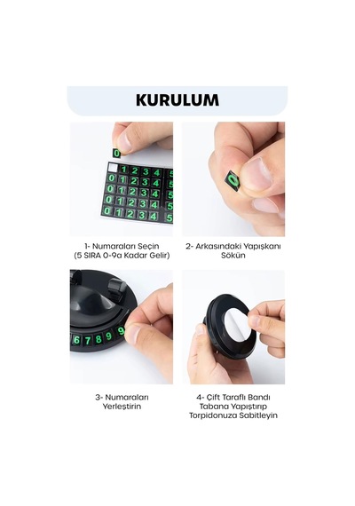 2 İn 1 Araç Park Telefon Numaratörü + Telefon Tutucu Parkmatik Araç Park Telefon Numarası Aparatı 2 Mixed