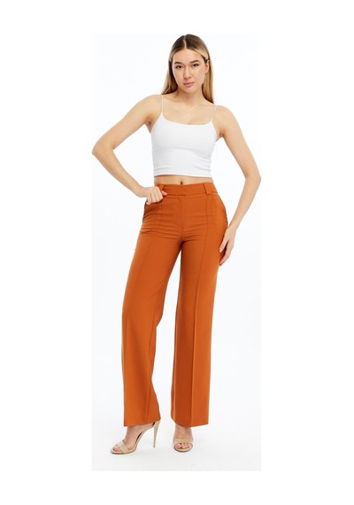 Selectmoda Kadın Önü Dikişli Kumaş Pantolon Tarçın