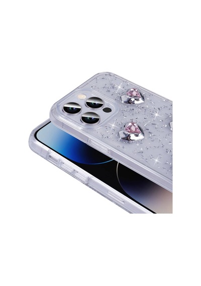 Apple Uyumlu iPhone 14 Pro Max Kılıf Airbagli Simli Arka Yüzey Tchs Işıltı Silikon Kapak - Lila Lila
