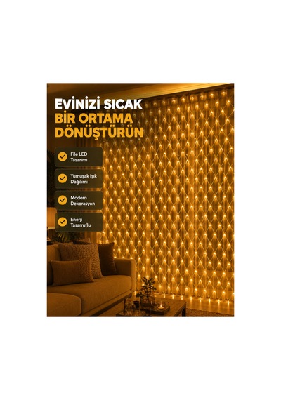 Ağ Şeklinde Led File Işık Dekoratif Ortam Aydınlatma Bahçe Balkon Süsü Renk Renk