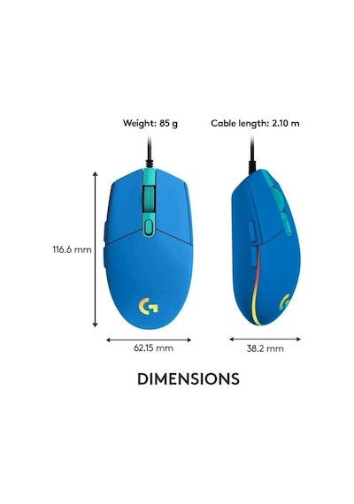 Logitech G203 Kablolu Gaming Mouse + Pad Mavi Mouse Diğer