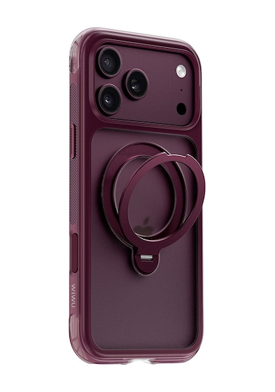 Apple iPhone Uyumlu 18 Pro Kılıf Wiwu Ag-203 Aeroguard Ultra Serisi M-safeli Airbag Tasarımlı Standlı Kapak Bordo