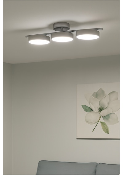 Tual Modern Tasarım Salon Yatak Odası Giyinme Odası Mutfak Beyaz Işık Ledli Gri Renk 3 Lü Led Avize Gri Gri