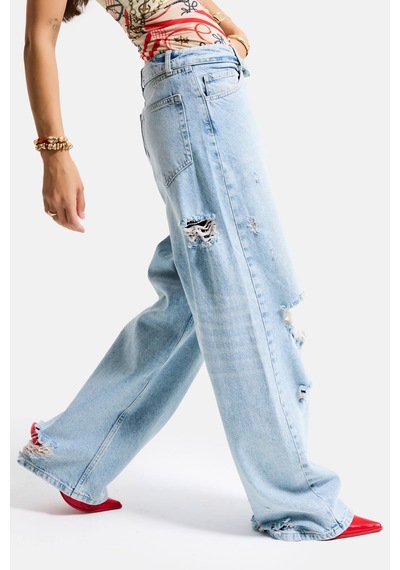 Itsbasic Kadın Kot Rengi 4s6-32 Straight Fit Kemer Detaylı Özel Tasarım Denim Jean