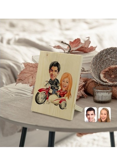 Kişiye Özel Sevgililer Karikatürlü Dekoratif Ahşap Çerçeve Model (539866801)