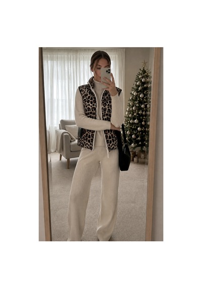 Verymoda Leopar Desenli Kapitone Yelek Vmf1785