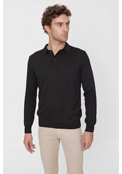Morven Basic Dinamik Fit Rahat Kesim Polo Yaka Triko Kazak 99kc017001001 Siyah