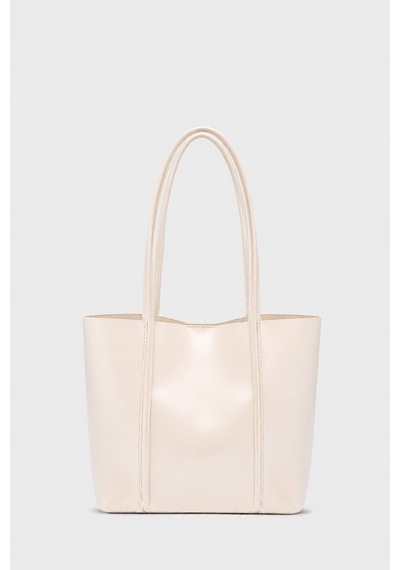 Shule Bags Pebbled Omuz Çantası Krem