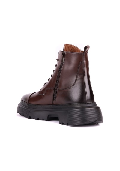 Shoetyle - Hakiki Deri Kahverengi Fermuarlı Erkek Postal Bot - 250-13-206-1658
