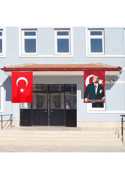 Atatürk Posteri ve Türk Bayrağı Raşel Kumaş 100x150 cm -1