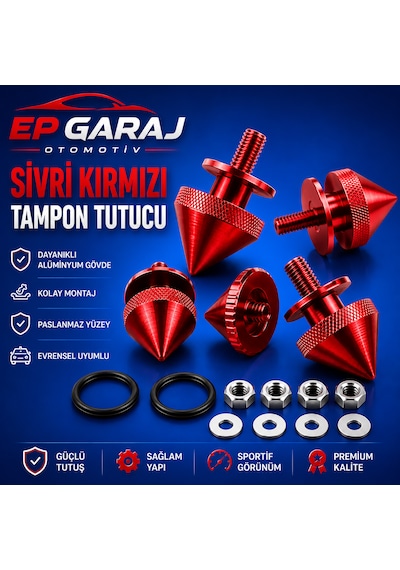 Üniversal Bütün Araçlara Uyumlu Sivri Kırmızı Tampon Tutucu Sportif Ve Güçlü Görünüm