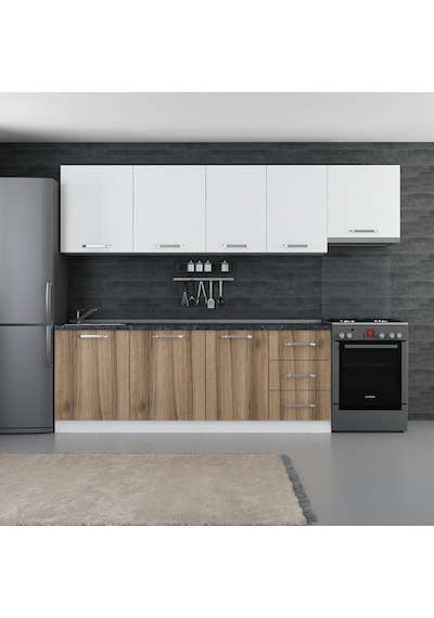 Minar 280 Cm Mutfak Dolabı Beyaz Dore 280-d4