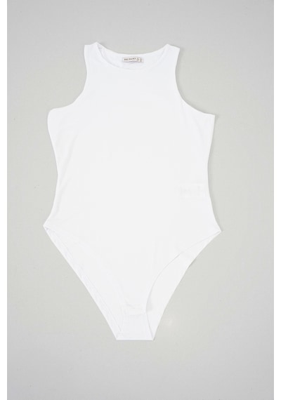 Bigdart Kadın Halter Yaka Çıtçıtlı Body 972 - Beyaz