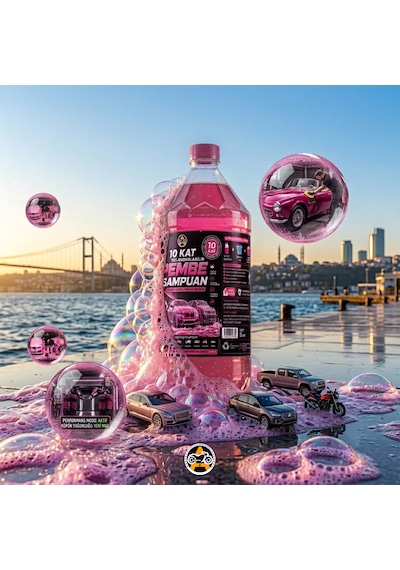 Akgüneş Motogaraj Konsantre Pembe Oto Şampuanı 2 Litre - 1/10 Sulandırılabilir Yüksek Köpüklü Araç Yıkama Cilası Yerli Üretim