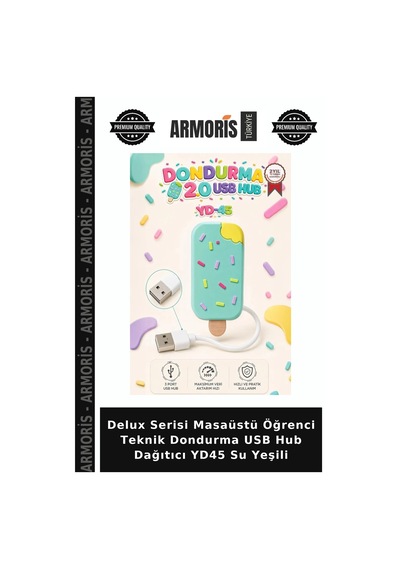 Delux Serisi Masaüstü Öğrenci Teknik Dondurma Usb Hub Dağıtıcı Yd45 Su Yeşili