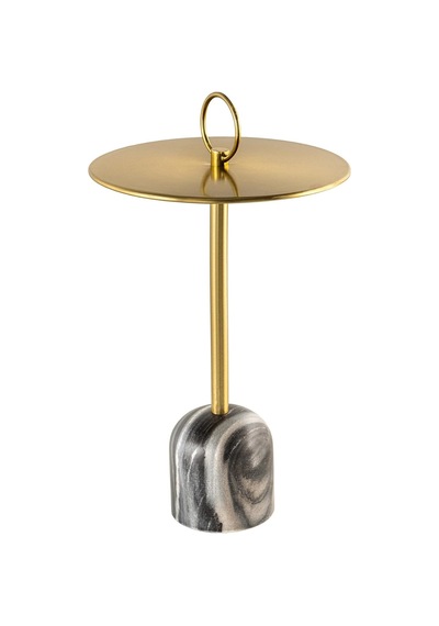 Elegance Yuvarlak Sehpa, 60 Cm, Altın Renk, Mermer Taban, Modern Tasarım Çok Renkli