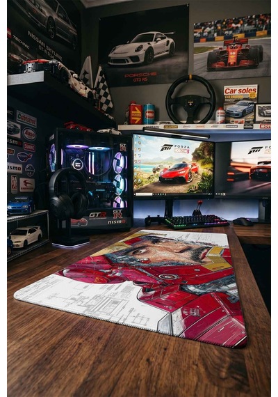 Iron Man Tony Stark Teknolojik Blueprint 40x90 Cm Oyuncu Mousepad Kaymaz Taban Büyük Boy Siyah