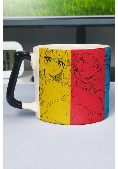 Fairy Tail Anime Baskılı Seramik Lüks Kupa 1 Adet Özel Siyah Kulp Dalga Kulp V5d Çok Renkli