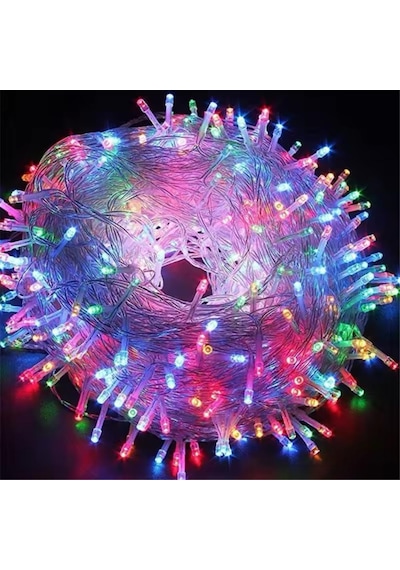 Coverzone 10 Metre Fişli Rgb Led Işık Noel Yılbaşı Ağacı Işığı Led Ampül Çam Ağacı Balkon Merdiven Salon Diğer