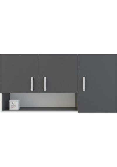 Kenzlife hazır mutfak mirena22 gri 060*120*22 mutfak banyo dolabı kapaklı raflı