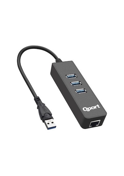 Qport Q-U3G 3Xusb 3.0 Çoklayıcı + Gıgabıt Ethernet Adaptor