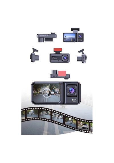 1080p 3 Lensli Wifi Araç İçi Kameralı Ekran Dvr Kaydedici Gece Görüşlü 55986549