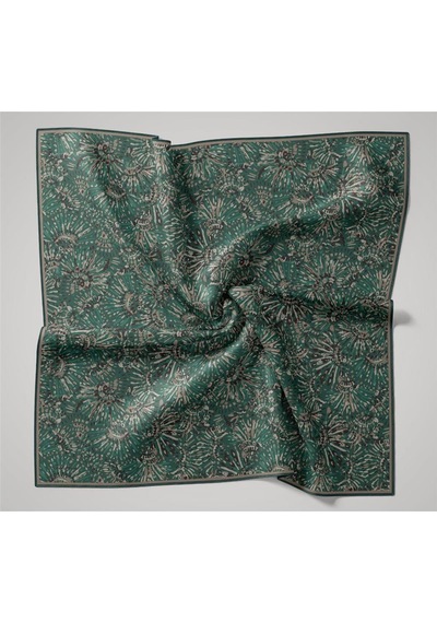 Silk Home İnce Pamuk Soft Eşarp Petrol Yeşili-patina Desenli Kaymaz Dokulu Tok Duruşlu 90x90 Çok Renkli