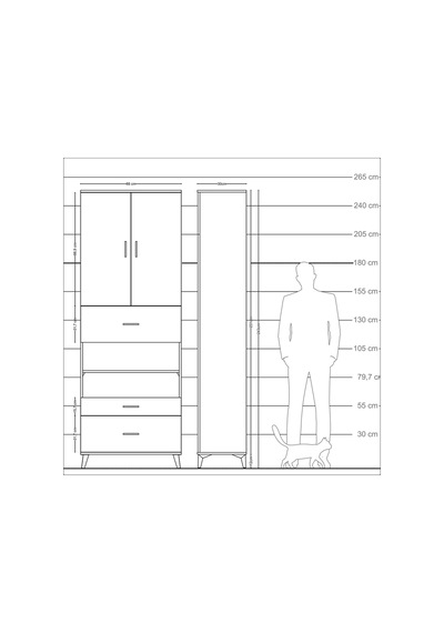 Arges Dolap 5 Raflı 3 Çekmeceli 2 Kapaklı 88x30x243 Aytaşı-an... Aytaşı