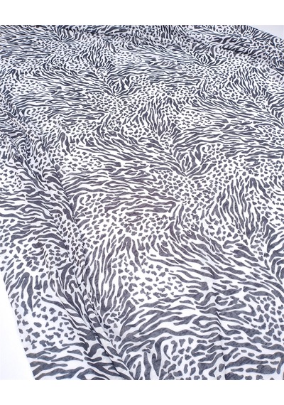 Siyah Beyaz Zebra Desende İncecik Tiril Tiril Triko Örme Kumaş Hırkalık & Kazaklık En: 150cm-12434 Siyah,beyaz