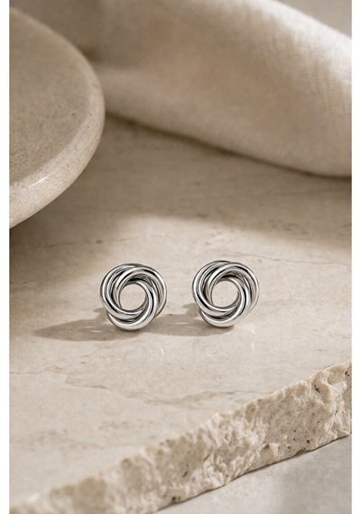 Spiral Düğüm Küpe Altın Gümüş Renk Minimal Şık Günlük Kullanım 1. 06626427