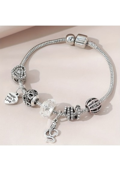 Made With Love Crystal Charmlı Gümüş Bileklik, A...