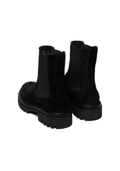 Bestello Bağcıksız Lastikli Termo Taban Düz Bot 332-1069 Kadın Bot Siyah Suet