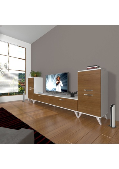 Decoraktiv Eko On2 Slm Std Retro Tv Ünitesi Tv Sehpası Beyaz - Siyah