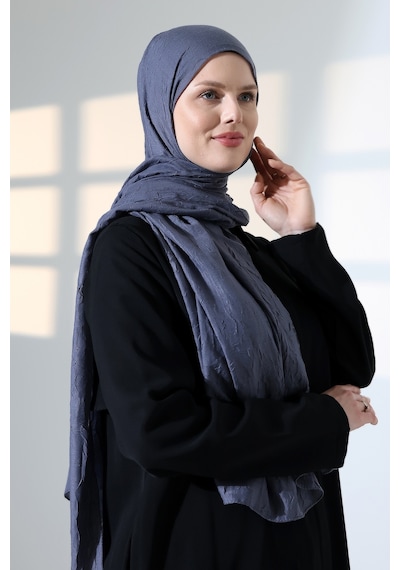 Kadın Tesettür Bambu Kraş Şal, Ütü Gerektirmeyen Doğal Hijab Başörtüsü 75x180 Cm - Füme