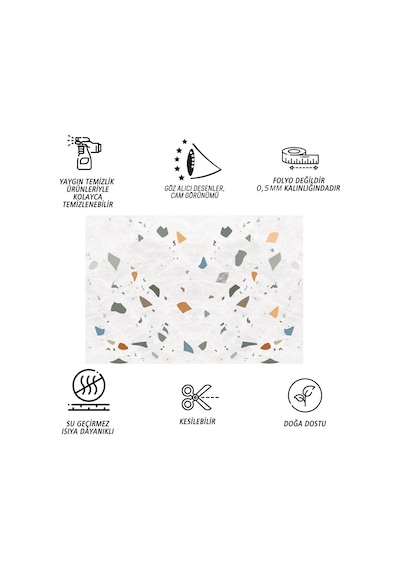 Tink Kendinden Yapışkanlı Terazzo Desenli Pvc Panel 41x62 Cm