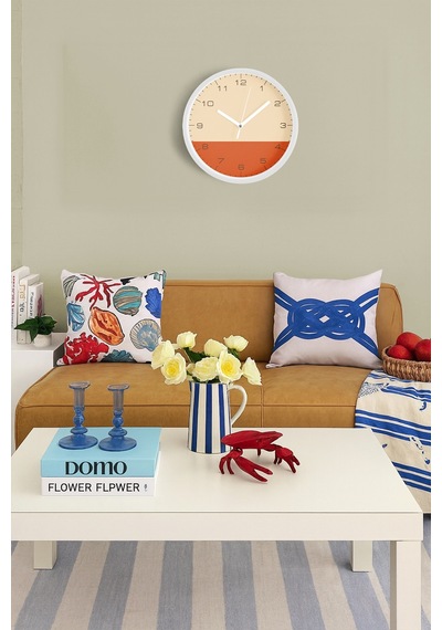 Modern Tasarım Duvar Saati - 35cm - Önü Camlı Beyaz Kasa - Sessiz Mekanizma-jh0616 Beyaz