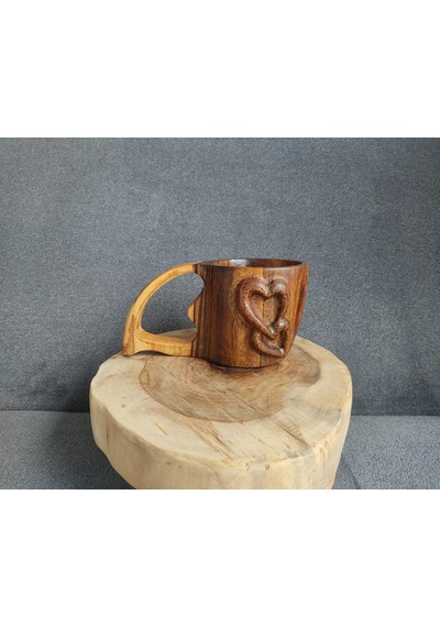 Kuksa Kök Ceviz Kalp Kabartmalı 190 Ml Çok Renkli