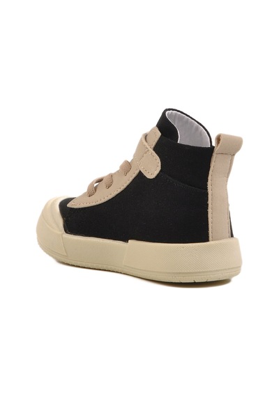 Siyah Keten Bilek Boy Cırtlı Unisex Çocuk Sneaker 7465 B Siyah