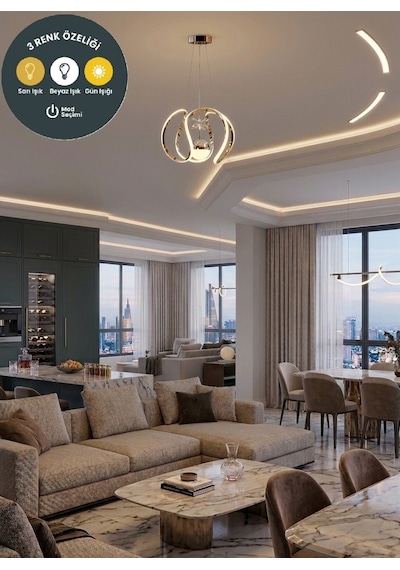 Lzy Avize Store Tek Toplu Amissos Gold Avize Salon, Yemek Masası, Mutfak, Antre Ve Çocuk Odası Aydınlatma Siyah
