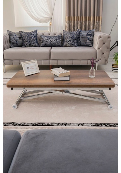 Home Üst Tabla Mdf Barok Ceviz Oval Köşe Alt Krom