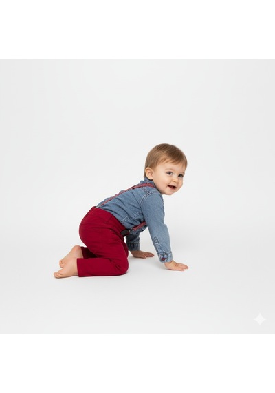 Mnk Baby & Kids Jeans Gömlek Gabardin Pantolon Erkek Bebek Takımı M00774 Bordo