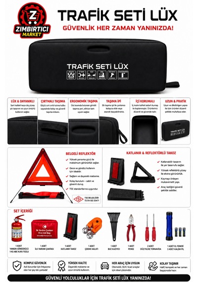 Lüx Trafik Seti Ve İlk Yardım Çantası Lastik Tamir Kiti li