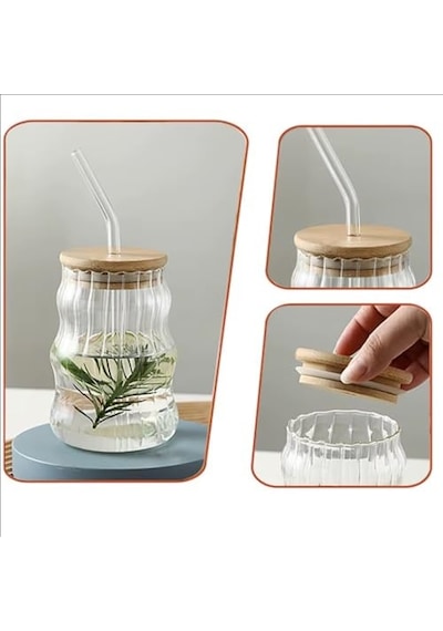 Ayrex Borosilikat Cam 550ml Kapaklı Ve Pipetli Soğuk Içecekler Için Genel