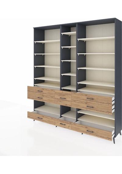 Hyperion Dolap 19 Raflı 8 Çekmeceli 220x44x243 Antrasit-aytaşı/çam Aytası/atlas Çam Hyperion Dolap 19 Raflı 8 Çekmeceli 220x44x243 Antrasit-aytaşı/çam Aytası/atlas Çam