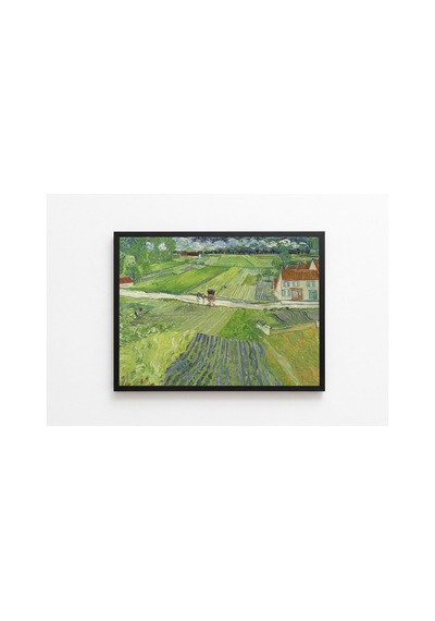 Van Gogh At Arabalı Ve Trenli Manzara Çerçevesiz Poster 30x42 Cm A3 Tablo Duvar Dekoru