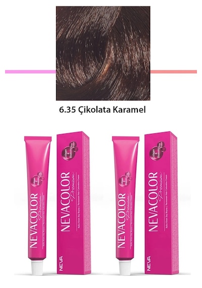 Hubrendy Tedarik 2 Li Set Premium 6.35 Çikolata Karamel - Kalıcı Krem Saç Boyası 2 X 50 G Tüp