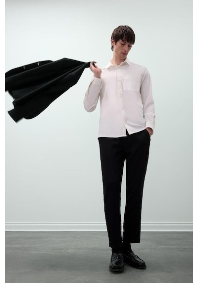 DeFacto Regular Fit Polo Yaka Basic Düz Gofre Uzun Kollu Beyaz Gömlek D8713AX25SPWT32 DeFacto Regular Fit Polo Yaka Basic Düz Gofre Uzun Kollu Beyaz Gömlek D8713AX25SPWT32