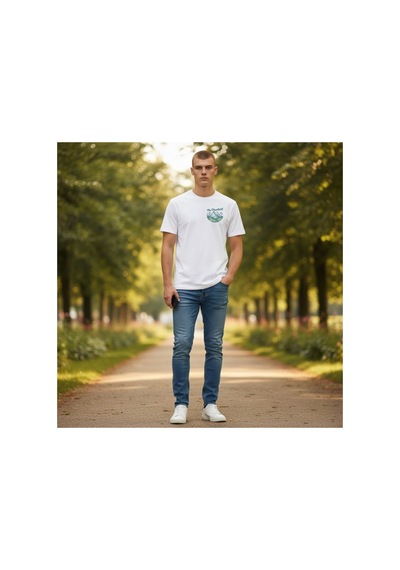 Urbantrendstore Unisex Mountain Desen Minimal Sade Baskı Oversize Fit Rahat Geniş Salaş T-shirt Günlük Tişört Beyaz