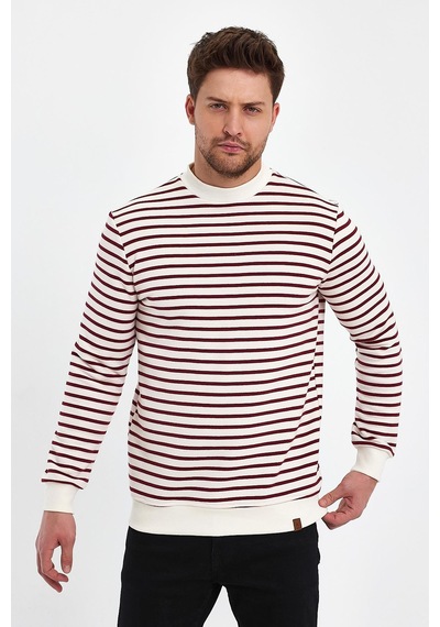 Alexander Gardi Alexandergardı Bisiklet Yaka Çizgili Sweatshirt E23-761a-erk Bordo
