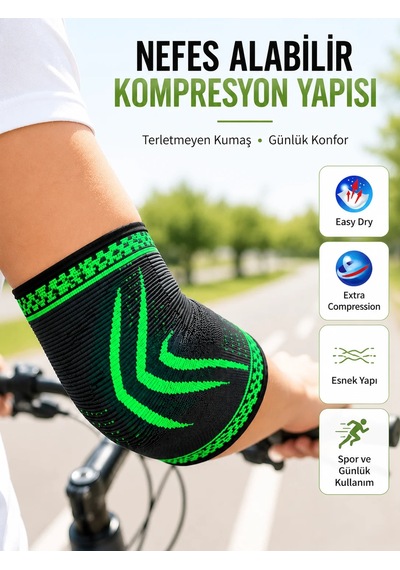 Spor Dirsekliği Dirsek Koruyucu Kompresyonlu Nefes Alabilir Esnek Destek Bandajı Siyah